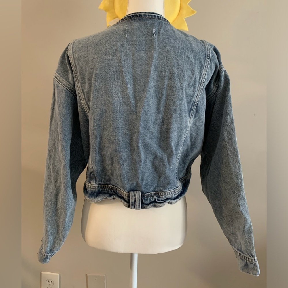 Zara Blue washed effect cropped Denim Jacket size Medium - Picture 6 of 8